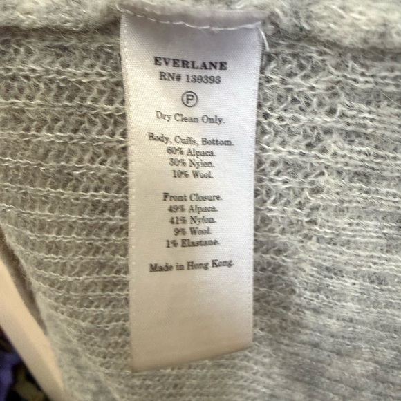 Everlane Oversize Alpaca Pocket Cardigan Heathered Stone Sweater Wool Light S - Picture 10 of 10